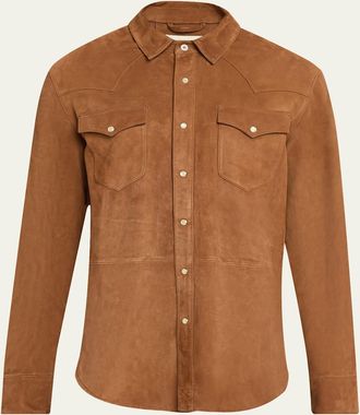Officine G&eacute;n&eacute;rale Mens Suede Western Overshirt