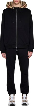 Burberry Mens Hooded Zip Sweatshirt Black Cotton Sweatshirts Sweater