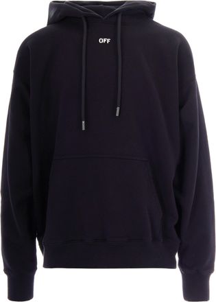 Off-white Black Hoodie with Adjustable Drawstring and Kangaroo Pocket