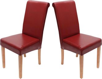 Hhg Hhg - Nunca Usado] Lote De 2 Sillas De Comedor Silla De Cocina Novara Ii, Cuero, Rojo, Patas Claras