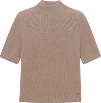 Bugatti Truien & Vesten, Dames, Beige, XL, Wol, Rievota trui met korte mouwen