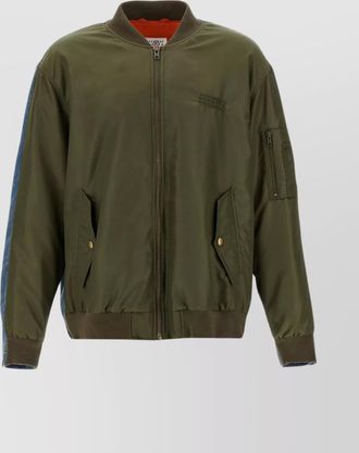 Maison Margiela contrast sleeve denim back bomber jacket