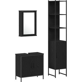 vidaXL Vidaxl - Juego De Muebles De Ba&ntilde;o 3 Pcs Negro 33 X 33 X 185.5 Cm