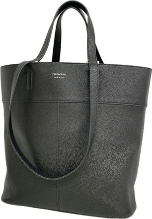 Ferragamo Black Leather Tote Bag (Pre-Owned)