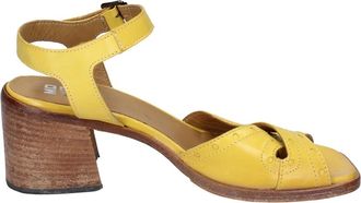 Moma Vintage leren sandalen - Dames - Sandalen met hakken - Geel - 37 EU - Leer - Schoenen