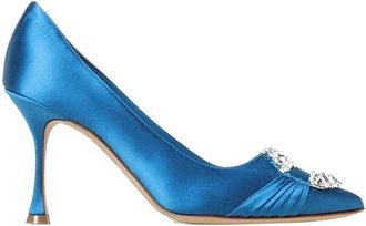 Manolo Blahnik Blue Silk High Heel Womens Pumps