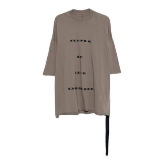 Rick Owens Tommy Text-Print T-Shirt - male - Rick Owens - T-Shirts - Gray - ONE SIZE - Tops