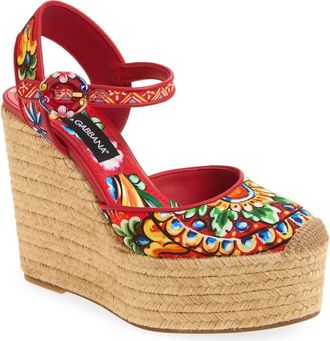Dolce & Gabbana Lola Espadrille Wedge Sandal in Hd6Cl Ruote Carretto Fld at Nordstrom, Size 36.5