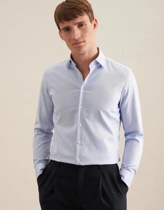 Seidensticker Seidensticker Mens Regular Fit No Iron New Kent Combi Cuff Business Shirt Light Blue - Size: Regular/42