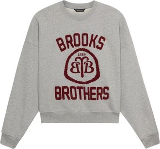 Brooks Brothers Katoenen sweatshirt met logo - Dames - Sweatshirts - Grijs - L - Katoen - Hoodies & sweatvesten