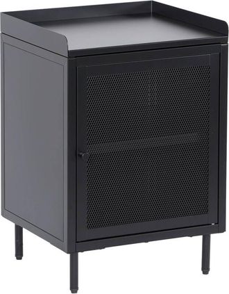 Sweeek Industrial black metal bedside table with 1 mesh door, 40 x 37 x 58,5 cm - Ohio