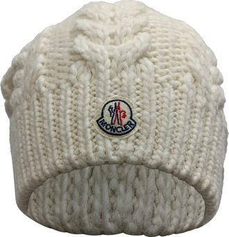 Moncler Moncler muts met pompon in witte wol