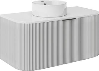 Vente-Unique Mueble de ba&ntilde;o flotante con lavabo sobre encimera - Blanco mate - 100 cm - LOMERI