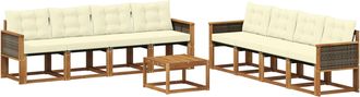vidaXL Conjunto De Sof&aacute;s De Exterior 9 Uds. Natural Y Crema Vidaxl