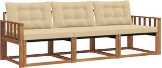 vidaXL Conjunto De Sof&aacute;s De Exterior 3 Uds. Natural Y Beige Vidaxl