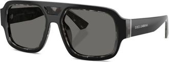 Dolce & Gabbana Vierkante Zonnebril - Heren - Zonnebrillen - Zwart - 55 MM - Accessoires