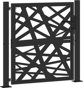 vidaXL Puerta De Jard&iacute;n De Acero Negra Dise&ntilde;o Luminoso 105x106 Cm Vidaxl