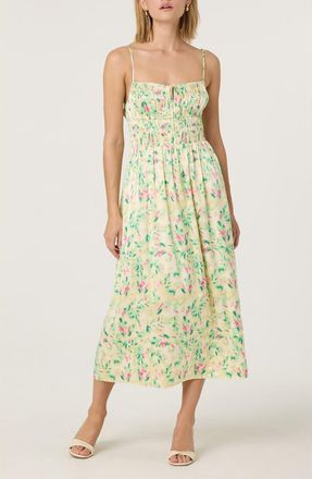 ASTR the Label Smocked Maxi Dress in Yellow Abstract at Nordstrom Rack, Size X-Small