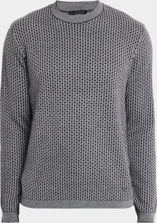 Emporio Armani Men & apos;s Wool Geometric Crewneck Sweater