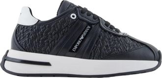 Emporio Armani Sportieve sneakers met gewatteerde structuur - Heren - Sneakers - Zwart - 38 EU - Leer - Schoenen