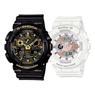Casio Baby-G Black & White GA-100CF-1A9&BA-110RG-7A
