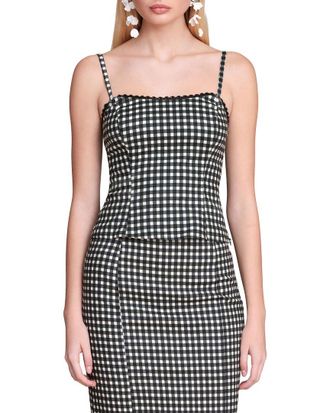 Avec Les Filles Peplum Linen-Blend Tank Top