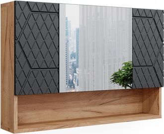 Vicco Armario Con Espejo Para Ba&ntilde;o Irma, Roble Dorado, 80.1 X 55 Cm