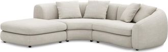 Castlery Fable Single Arm Sectional Sofa Left Facing Customized, Performance Linen Weave Sand, Spill Resistant, Ultra Deep Seats for Sofas, Castlery