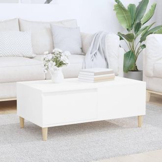 vidaXL Vidaxl - Mesa De Centro Madera Contrachapada Blanco 90x50x36,5 Cm