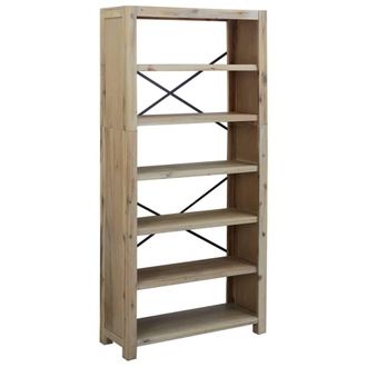 Berkfield Home 6-Tier Bookcase 80x30x170 cm Solid Wood Acacia in Brown | Size: 80 x 30 x 170 cm