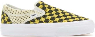 Vans Unisex Embroidered Fabric Lx Classic Slip Ons Checkerboardblackyellow Sneaker