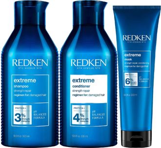 Redken Womens Extreme Trio - Shampoo 500ml, Conditioner & Mask 250ml - One Size