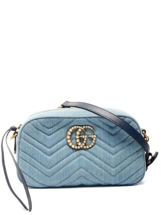 Gucci 2015-2025 chevron logo cross-body bag - Blue