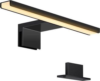 OEM Espejo Con Luz Led 2 En 1 De 30 Cm, Luz Led Para Maquillaje, Luz Blanca C&aacute;lida De Montaje En Superficie, Luz De Pared Con Pinza Para Ba&ntilde;o (negra