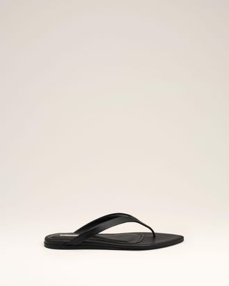 Ami Black Lamb Leather Pointed Toe Flip Flops Black - 36 - for Women