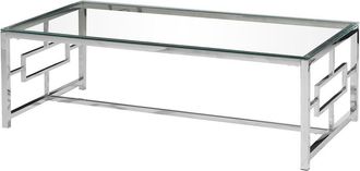 Best Master Furniture Best Master Stainless Steel and Glass Coffee Table in Silver Base/Clear