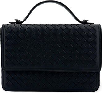 Bottega Veneta Black Intrecciato Lambskin Alumna Top Handle Bag (Authentic Pre-Loved)