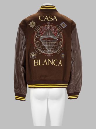 Casablanca Virgin Wool Varsity Jacket - Brown