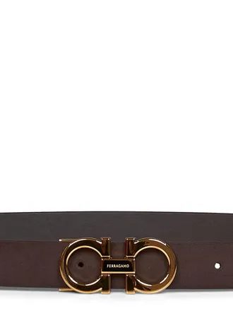 Ferragamo Suede & Calf Leather Belt - Brown