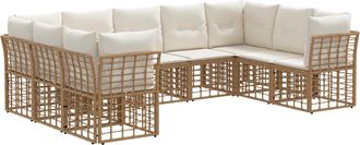 vidaXL Conjunto De Sof&aacute;s De Exterior 9 Plaza Natural Y Crema Vidaxl