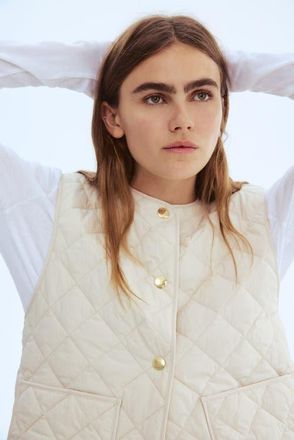 H&M Quilted Gilet in Light Beige at Nordstrom, Size Xx-Small
