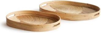 Napa Home & Garden Jelani Cane Oval Decorative Trays Set of 2 in Beige at Nordstrom