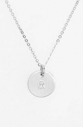 Nashelle Sterling Silver Initial Mini Disc Necklace in Sterling Silver R at Nordstrom