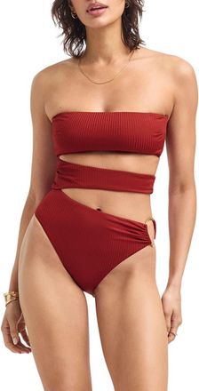 Vitamin A Lolita Cutout Rib One-Piece Swimsuit in Deep Madder at Nordstrom, Size X-Large