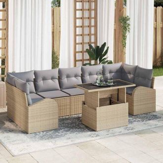 vidaXL Conjunto De Sof&aacute; De Jard&iacute;n Manual 8 Pcs Beige 100 X 55 X 73 Cm Vidaxl