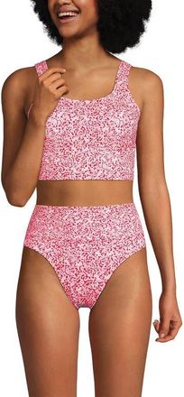 Lands End Tugless Tankini Top and High Waisted Bottom Swimsuit Set in Pink Ottoman at Nordstrom, Size Xx-Small
