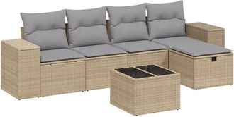 vidaXL Vidaxl - Juego De Sof&aacute;s Jard&iacute;n Con Cojines Beige Mezcla 6 Pzas Rat&aacute;n Pe