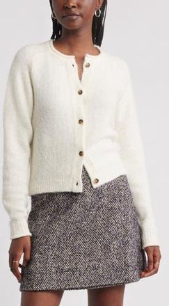 Treasure & Bond Rolled Crewneck Cardigan in Ivory Dove at Nordstrom Rack, Size X-Large