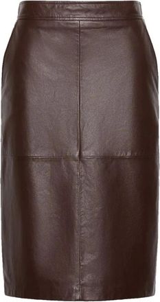 Max Mara Timore Leren Kokerrok - Dames - Kokerrokken - Bruin - S - Leer - Rokken