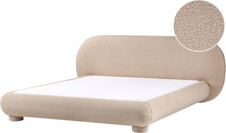 Beliani Cama Minimalista Retro 180 X 200 Cm Tapizado De Boucl&eacute; Gris Pardo Bayel
